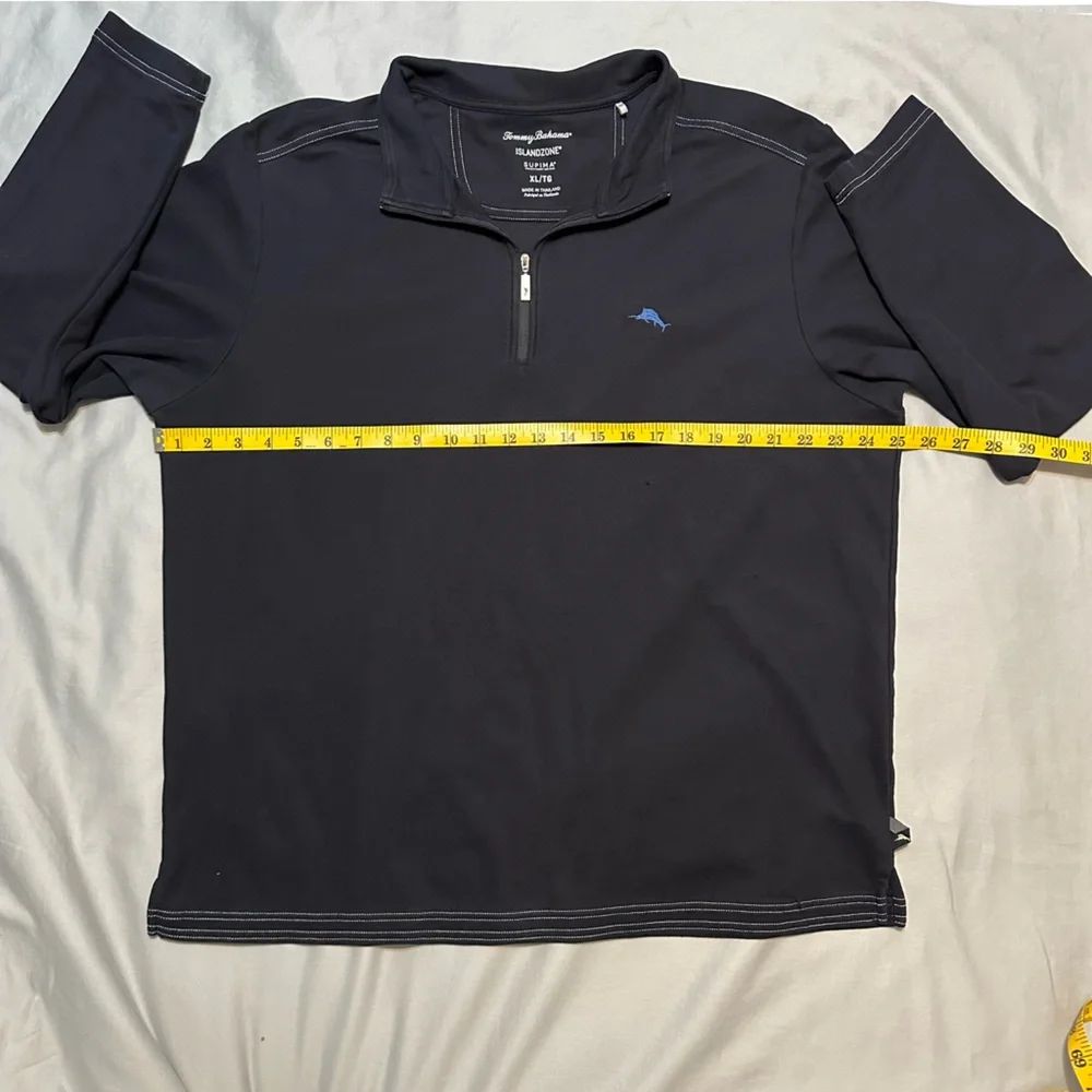 Tommy Bahama IslandZone Black Quarter Zip Pullover Supima Cotton XL Longsleeve - Picture 11 of 15
